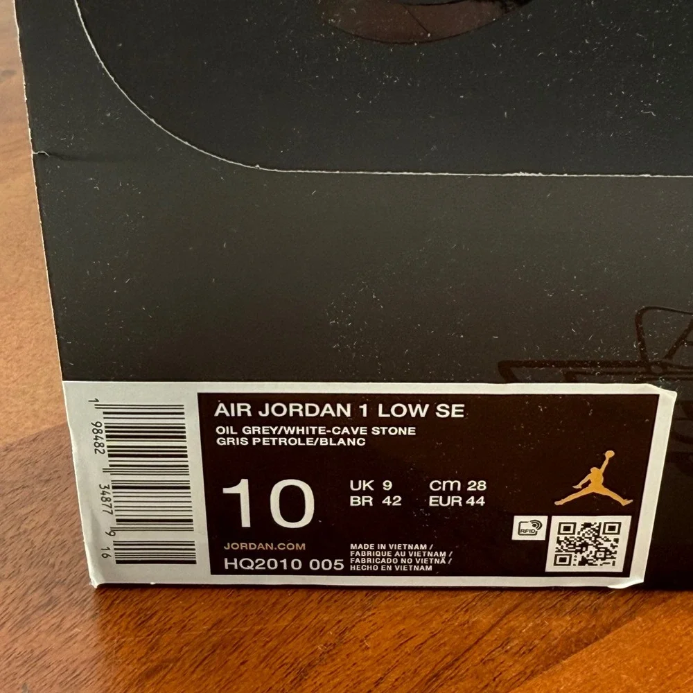 Nike Air Jordan 1 Low SE Leather Sneakers Grey Multi-Color HQ2010-005 Men 10